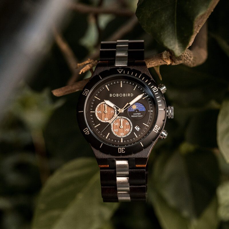 Montre en bois de luxe noir