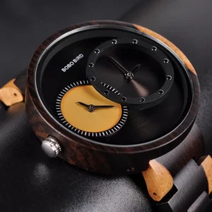 Montre en bois élégante jaune
