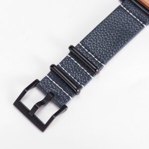 Montre en bois et cuir bleu – Image 3