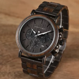 Montre en bois lumineuse