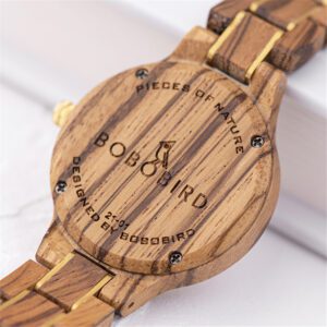 Montre en bois pour femme marron clair – Image 3