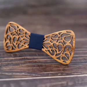 Nœud papillon en bois décontracté bleu