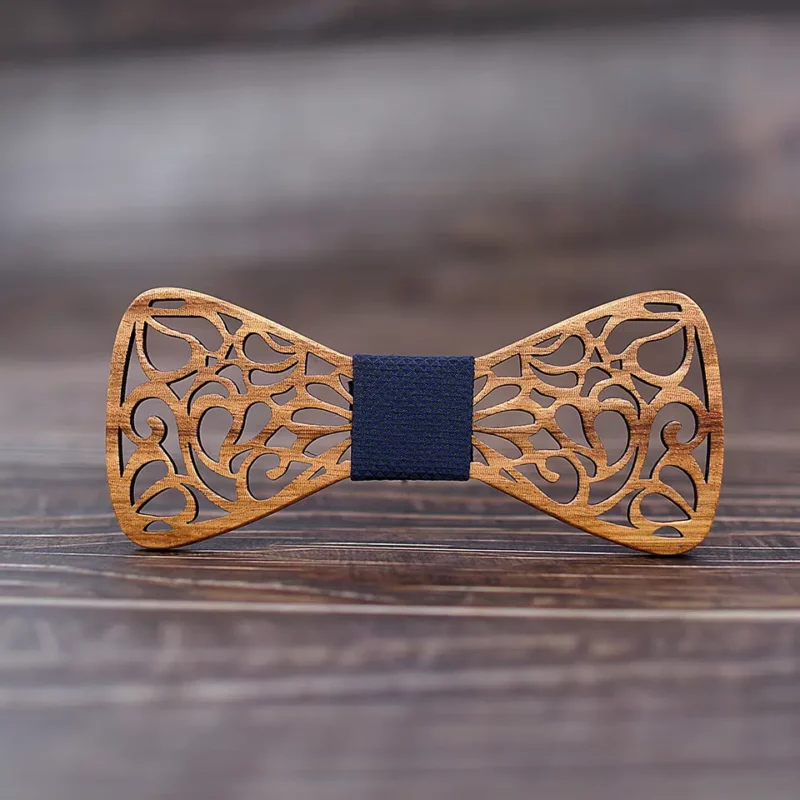 Nœud papillon en bois décontracté bleu – Image 2