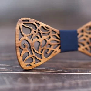 Nœud papillon en bois décontracté bleu – Image 3