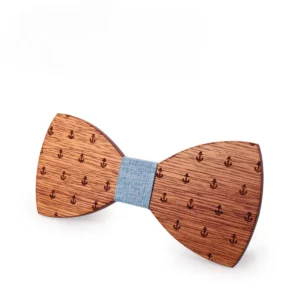 Nœud papillon en bois marin bleu