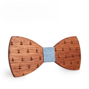 Nœud papillon en bois marin bleu – Image 2