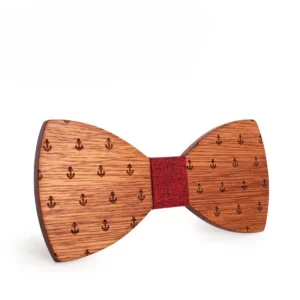 Nœud papillon en bois marin rouge
