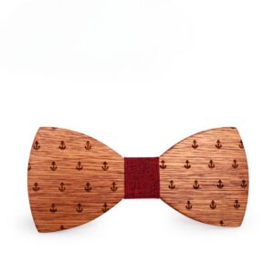 Nœud papillon en bois marin rouge – Image 2