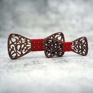 Nœud papillon en bois père et fils rouge