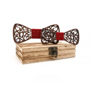 Nœud papillon en bois père et fils rouge – Image 4