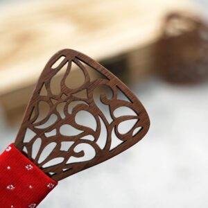 Nœud papillon en bois père et fils rouge – Image 3