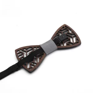 Nœud papillon en bois rétro – Image 3
