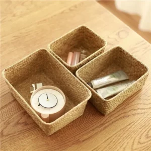 Panier en osier de rangement cosmétique