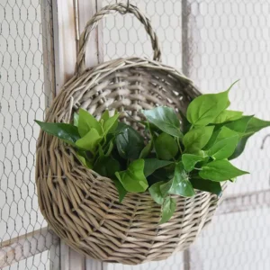 Panier en osier pot de fleur gris