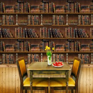 Papier peint en bois bibliothèque