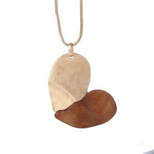 Pendentif en bois cœur or – Image 3