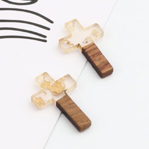 Pendentif en bois croix transparent pack 5