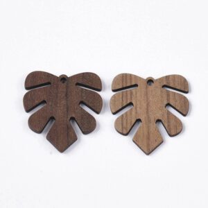 Pendentif en bois feuille