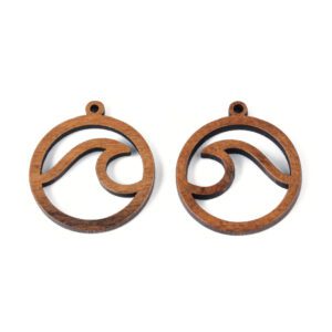 Pendentif en bois vague pack 6
