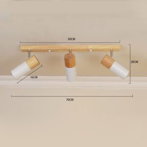 Plafonnier en bois à 3 projecteurs rotatifs blanc – Image 2