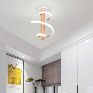 Plafonnier en bois en spirale blanc