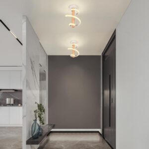 Plafonnier en bois en spirale blanc – Image 2