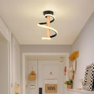 Plafonnier en bois en spirale noir