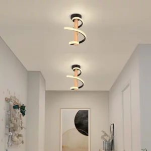 Plafonnier en bois en spirale noir – Image 2