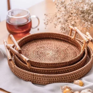 Plateau Rond en Rotin