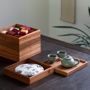 Plateau en bois à thé carré