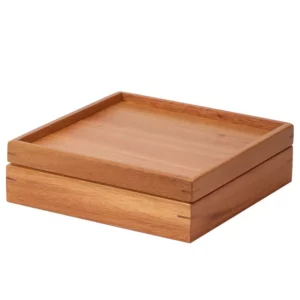 Plateau en bois à thé carré – Image 3
