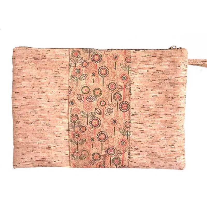 Pochette en liège à motifs fleurs