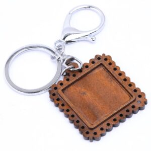 Porte-clé en bois carré – Image 2