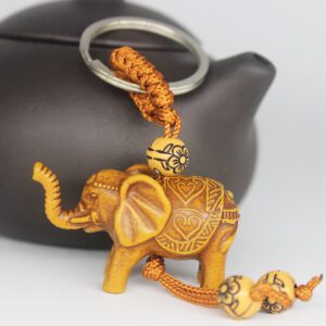 Porte-clé en bois éléphant porte-bonheur – Image 2