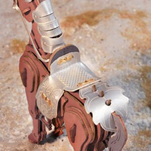 Puzzle 3D en bois cheval guerrier – Image 2