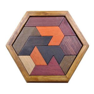 Puzzle en bois adulte Tangram hexagonal – Image 2