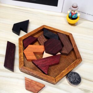 Puzzle en bois adulte Tangram hexagonal