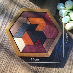 Puzzle en bois adulte Tangram hexagonal – Image 4