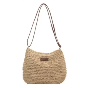 Sac en rotin bohème beige – Image 3