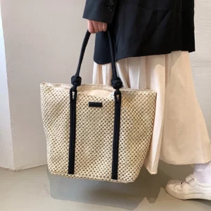 Sac en rotin de luxe beige – Image 3