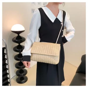 Sac en rotin élégant beige – Image 2