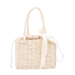 Sac en rotin simple blanc – Image 3