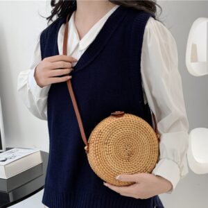 Sac en osier bohème rond – Image 2