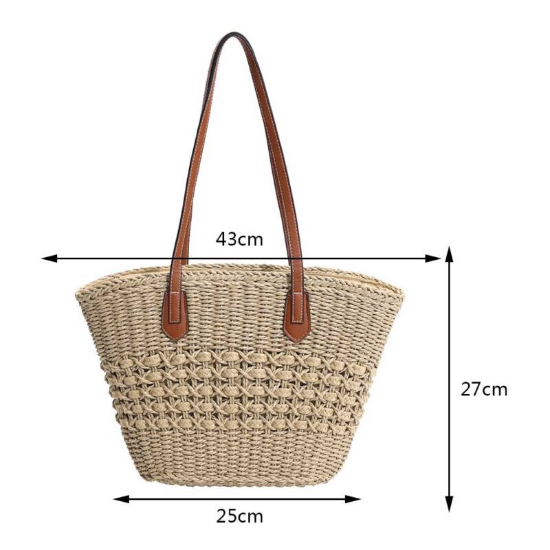 Sac en osier plage foncé – Image 4