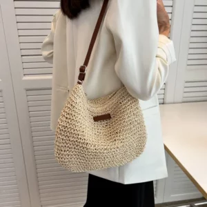 Sac en rotin bohème beige