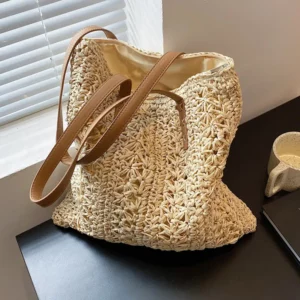 Sac en rotin carré beige
