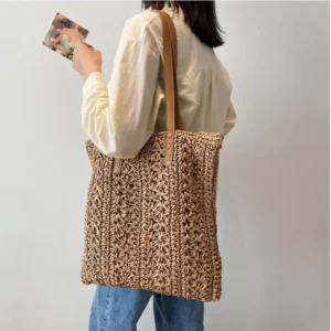 Sac en rotin carré marron