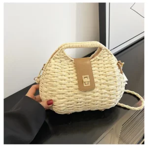 Sac en rotin de plage beige