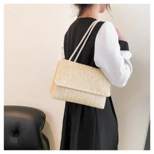 Sac en rotin élégant beige – Image 3
