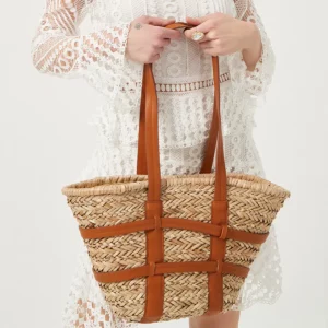 Sac en rotin fait à la main marron – Image 2